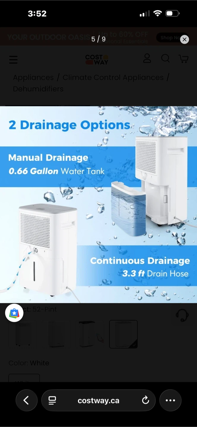 Costway ES10328US-WH Dehumidifier - photo 5