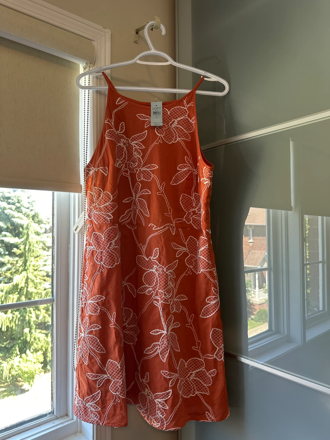 LOFT Orange Floral Print Dress
