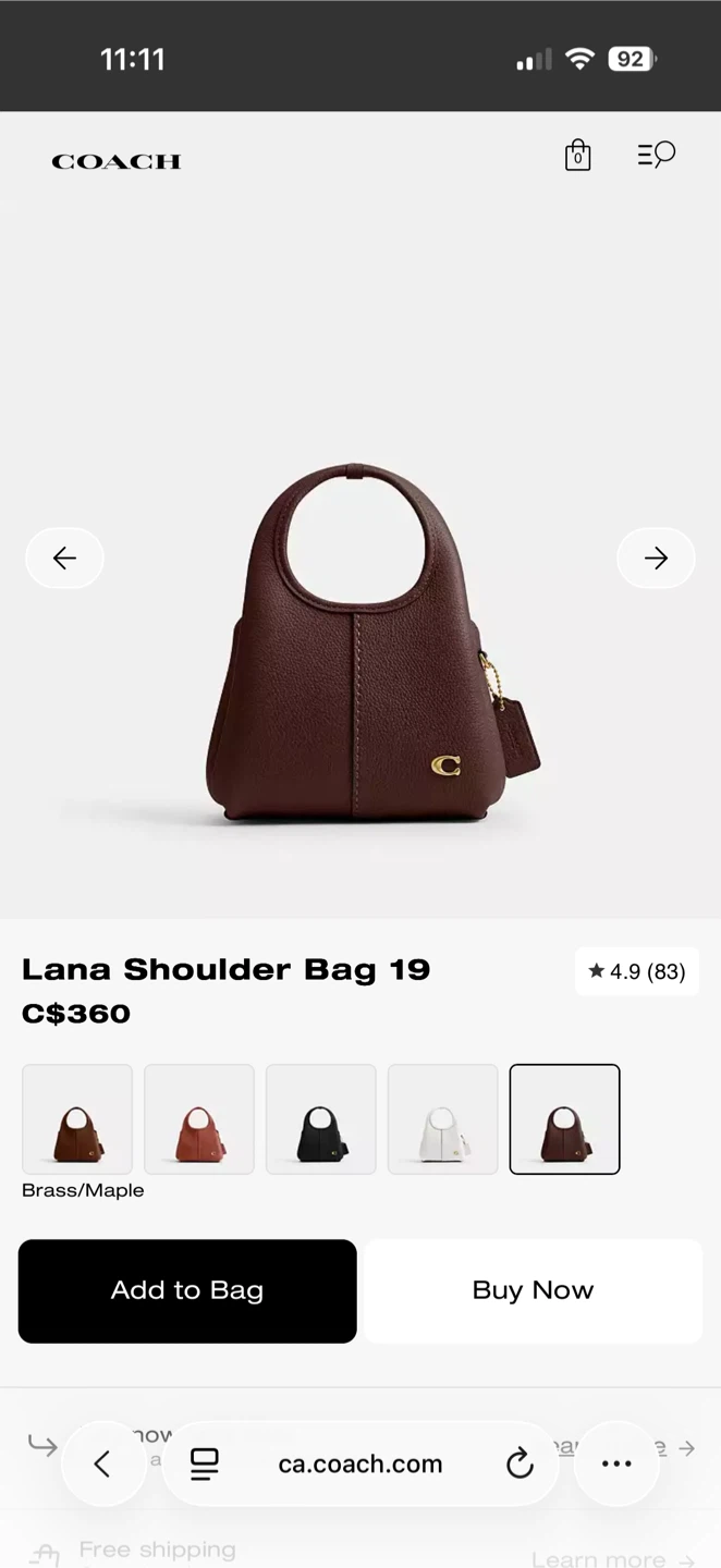 Coach Lana Shoulder Bag 19 Brass/Maple Pebble Leather - photo 5