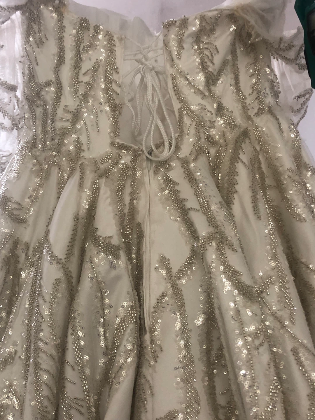 White Strapless Wedding Dress with Silver Embellishments - photo 3