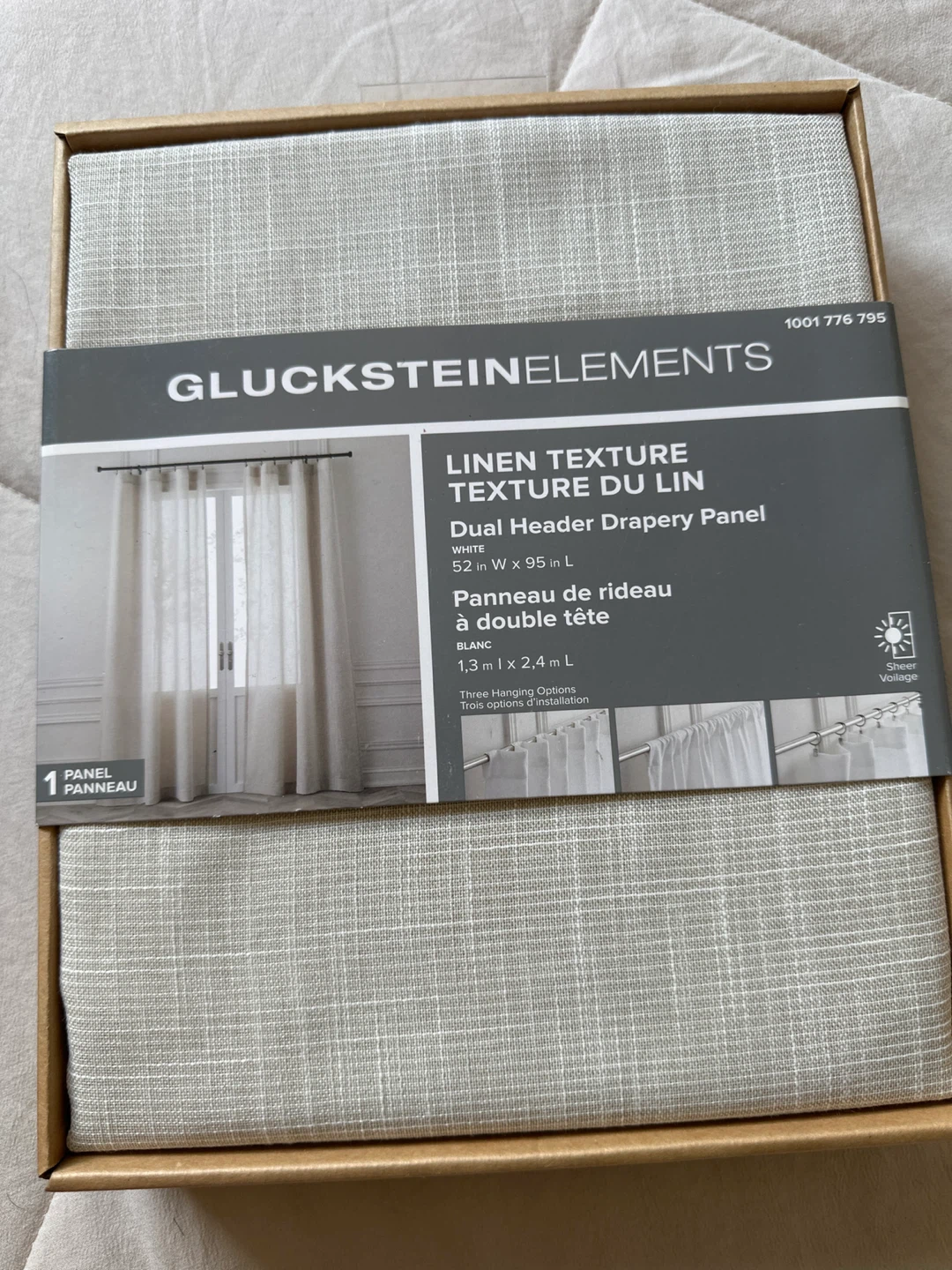 2 for 1 - Linen Drapery Panel White 52" x 95"