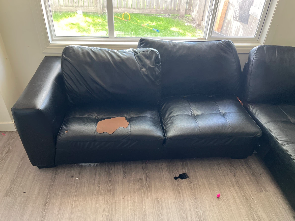 Black Faux Leather Sectional Sofa - photo 2