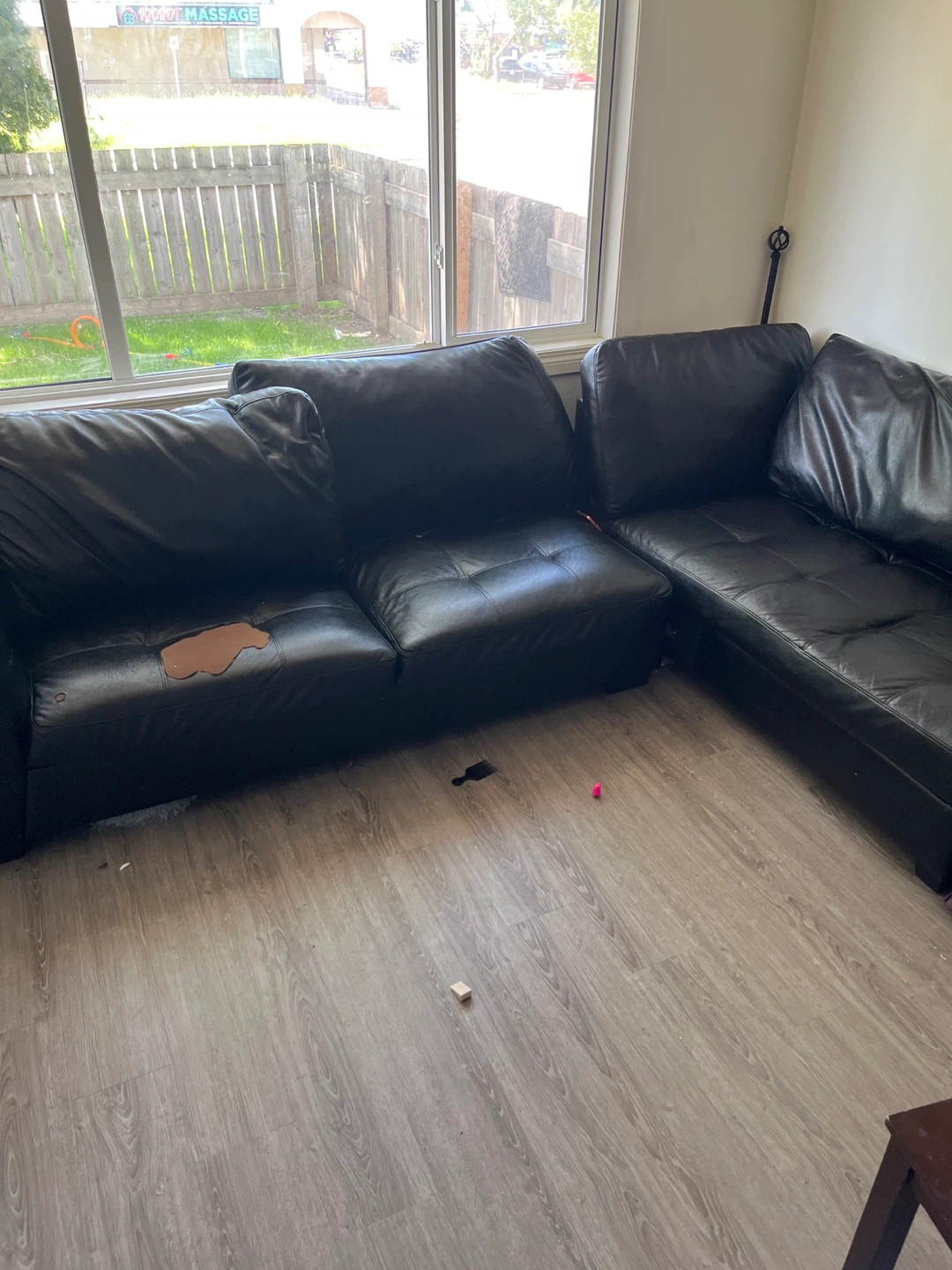Black Faux Leather Sectional Sofa - photo 3