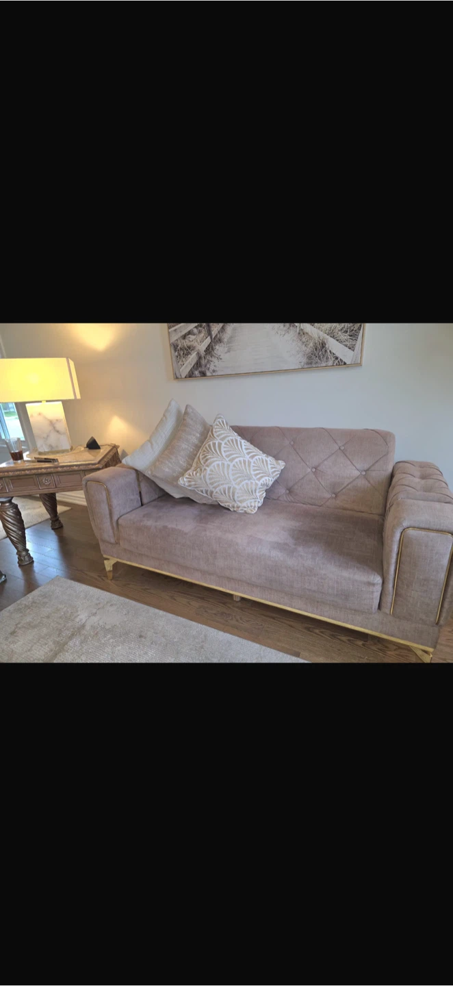 Tufted Sofa - Beige/Grey Velvet - photo 4