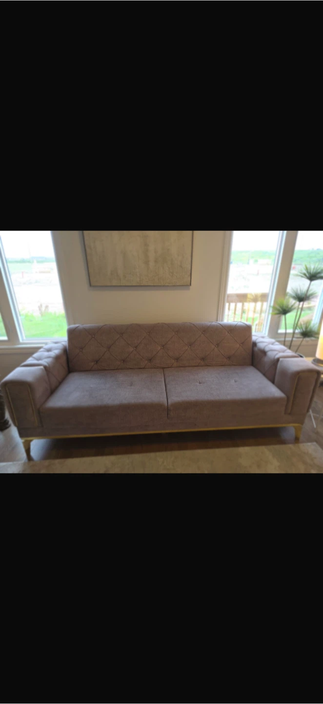 Tufted Sofa - Beige/Grey Velvet - photo 5
