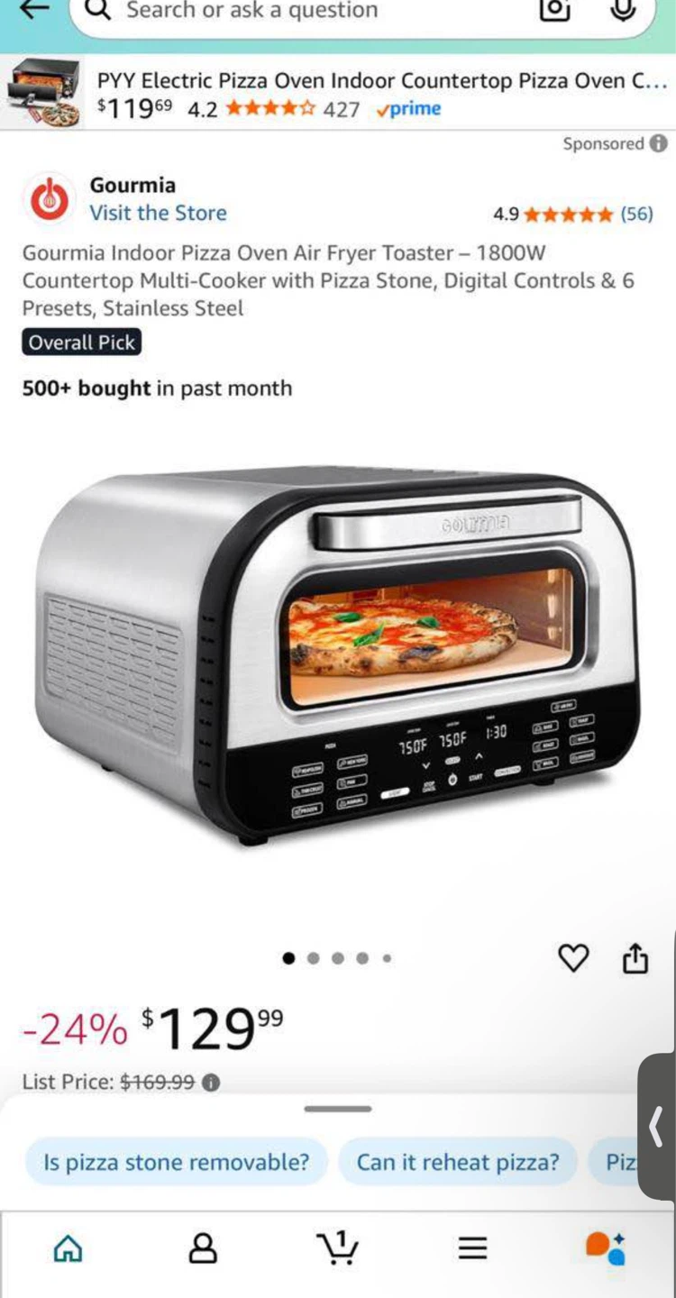 Electric Pizza Oven Indoor Countertop - Gourmia