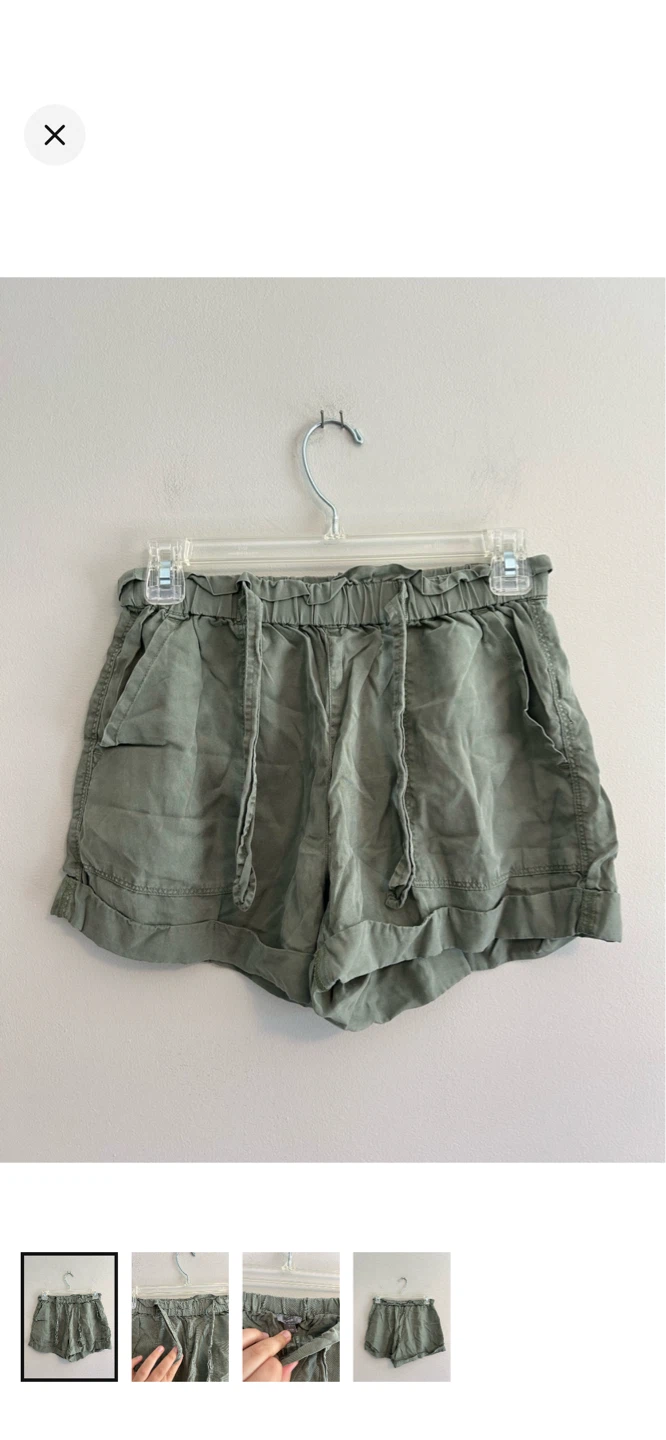 Aerie Paperbag Waist Shorts - Olive Green