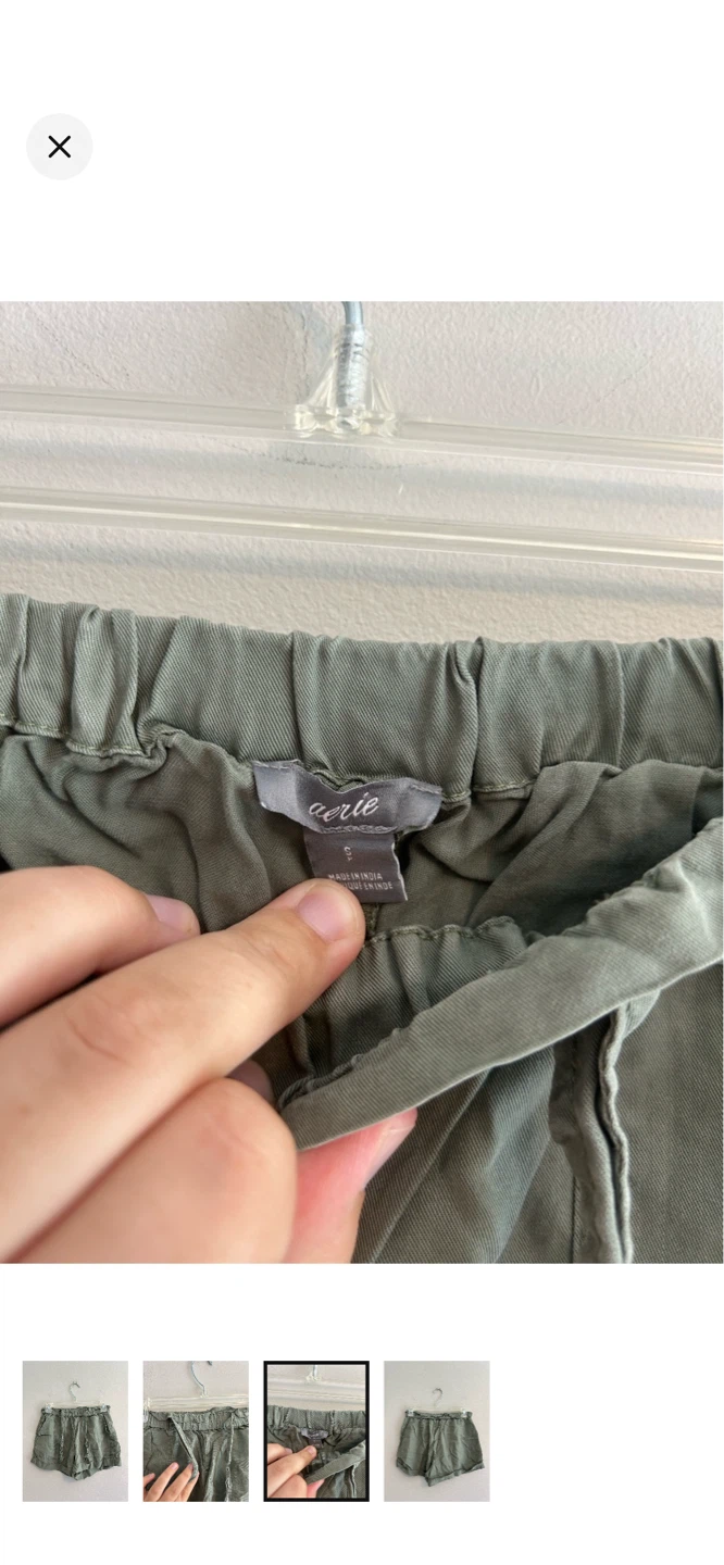 Aerie Paperbag Waist Shorts - Olive Green - photo 3