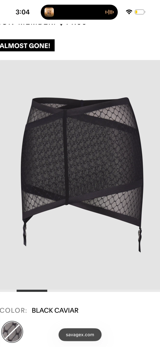 Savage X Fenty Black Lace Garter Skirt