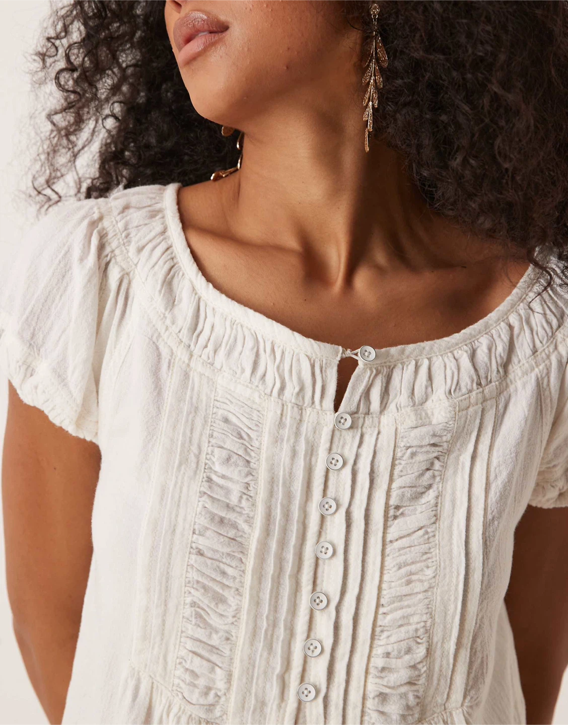 Free People boho midi tunic top in clean ivory - photo 3