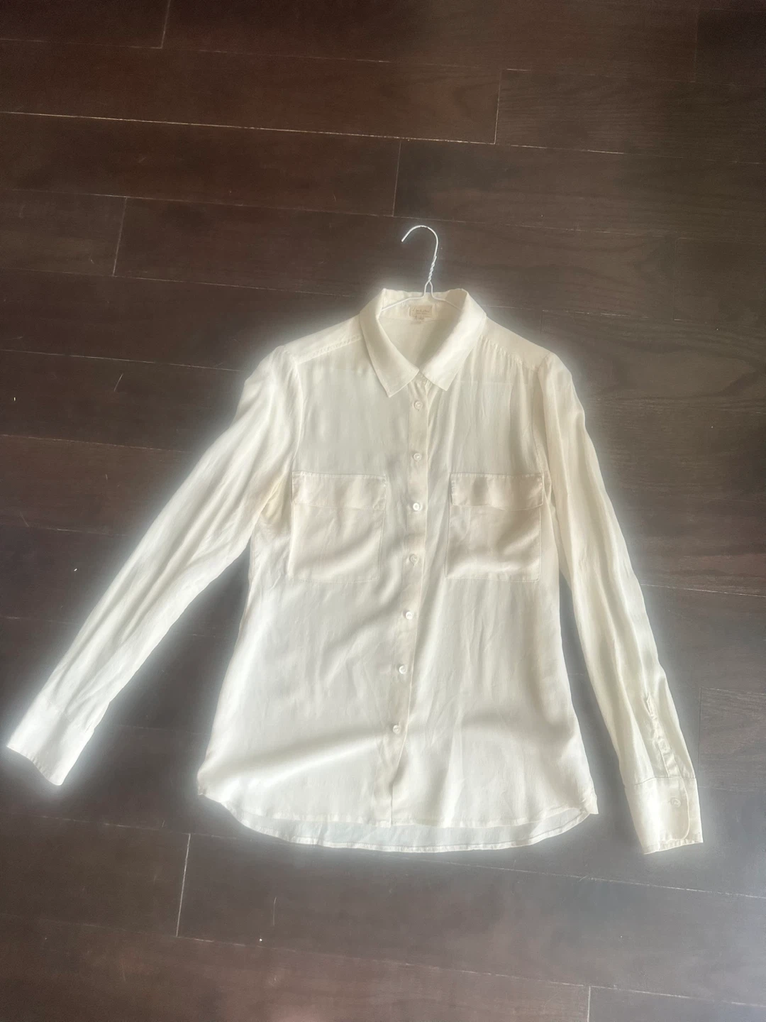 T. Babaton 100% Silk Button-Up Shirt in cream size s
