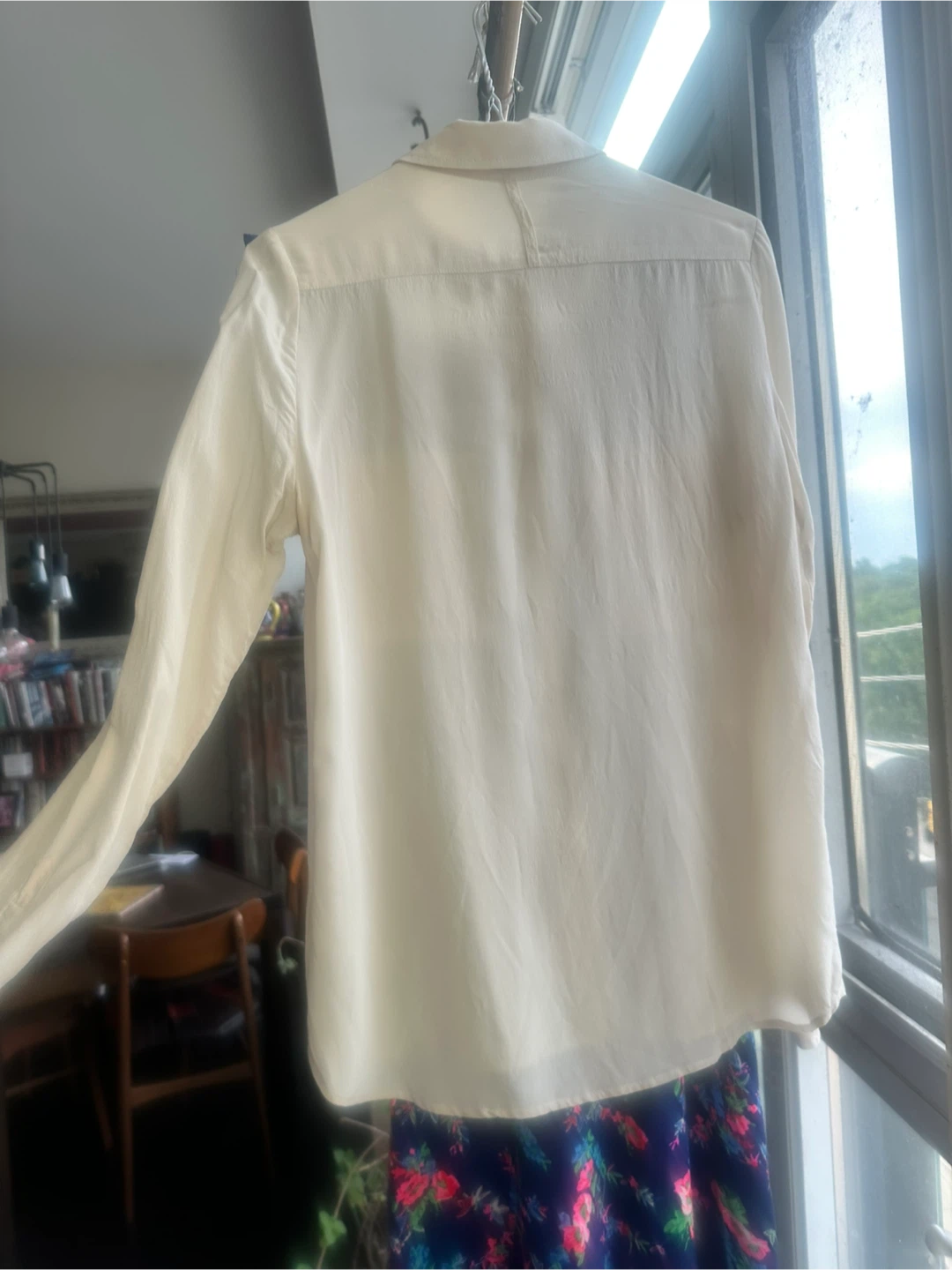T. Babaton 100% Silk Button-Up Shirt in cream size s - photo 4