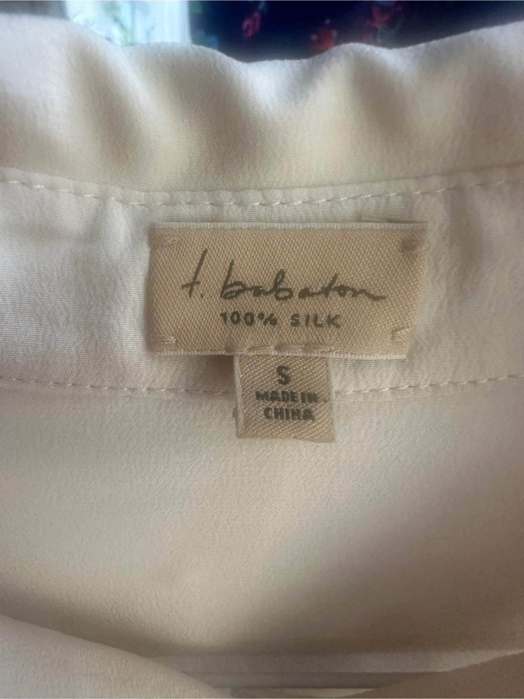 T. Babaton 100% Silk Button-Up Shirt in cream size s - photo 5