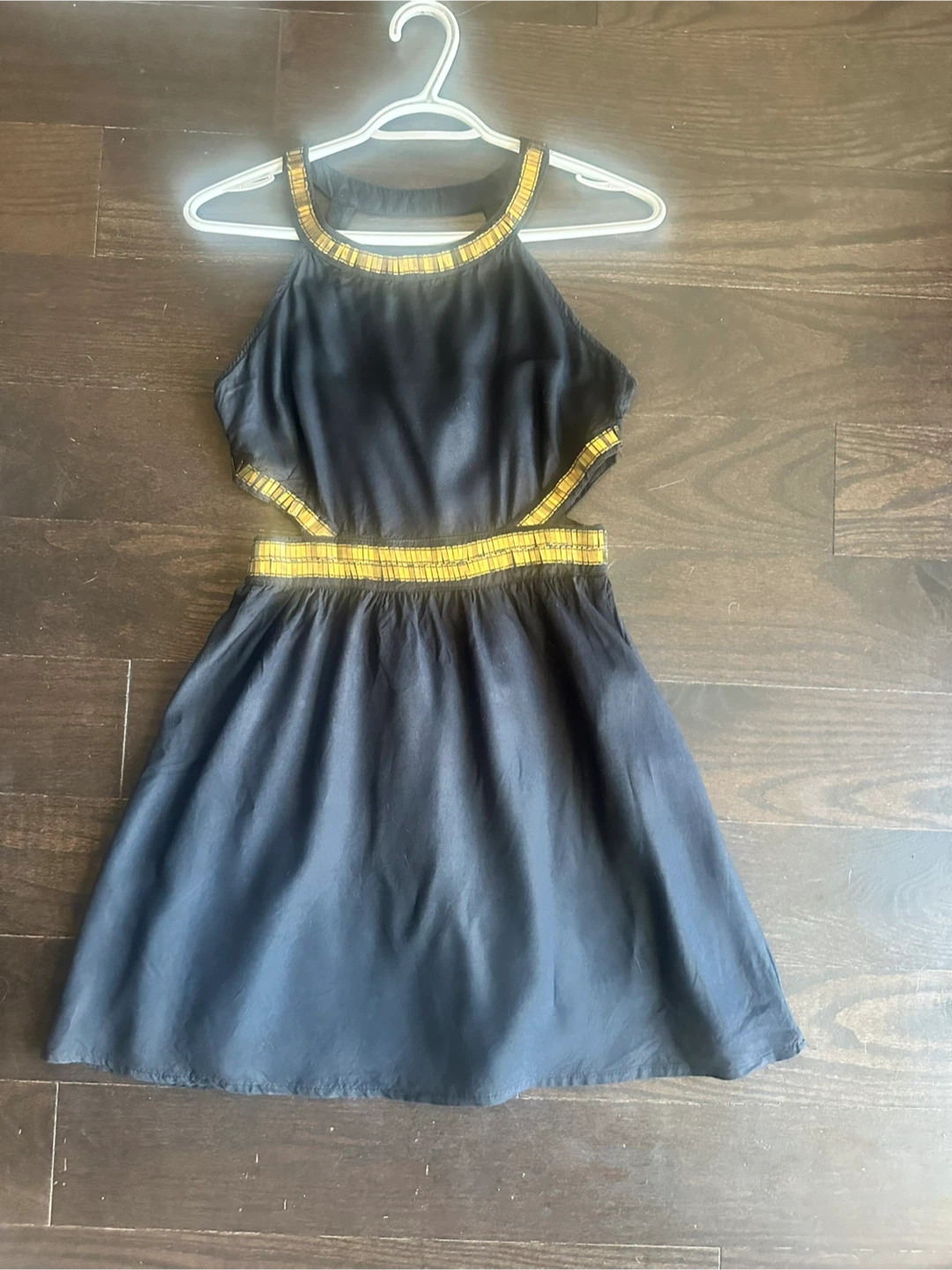 Cotton dress with gold sequins, cutouts from Bershka in Spain s - photo 2