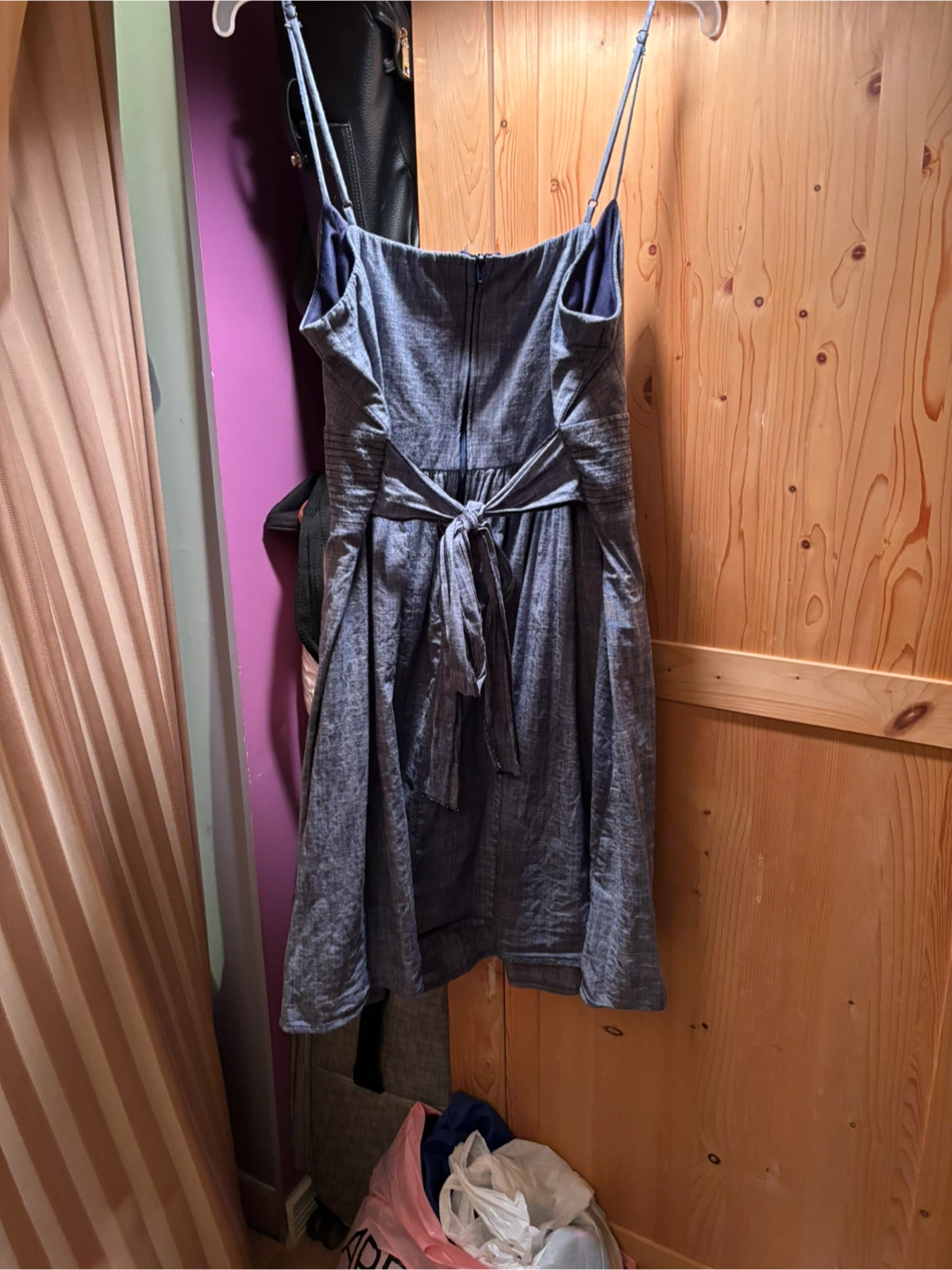 Blue linen blend sundress with tie waist - photo 2
