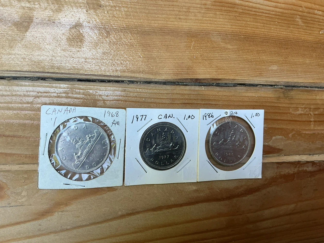 Canadian Dollar Coins - 1968, 1977, 1986