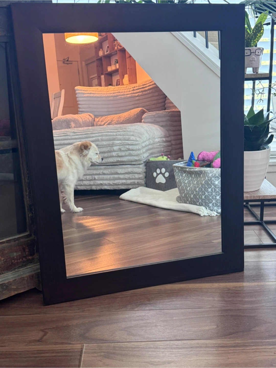 Dark Brown Framed Wall Mirror - photo 2