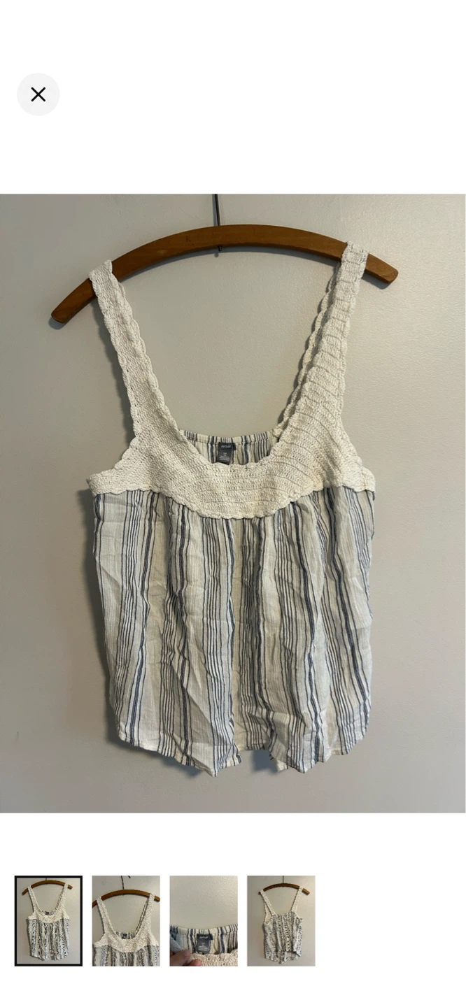 Aerie Striped Tank Top with Crochet Detail