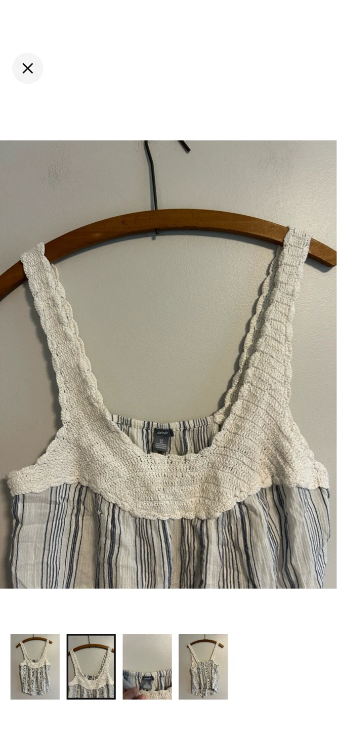 Aerie Striped Tank Top with Crochet Detail - photo 2