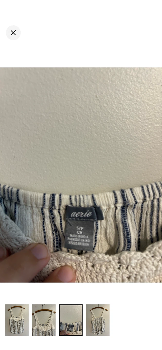Aerie Striped Tank Top with Crochet Detail - photo 3