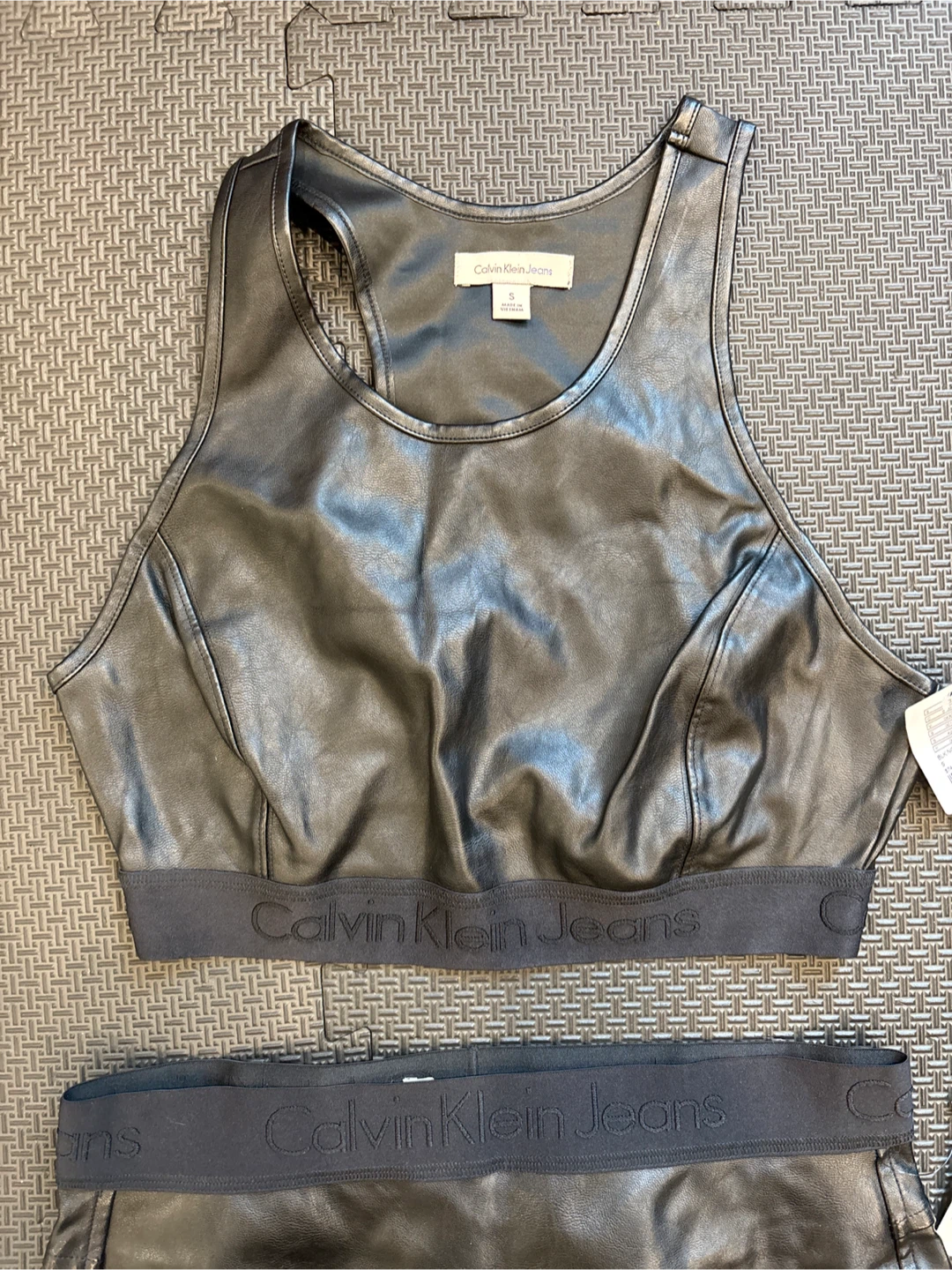 Calvin Klein Jeans Black Faux Leather Set - Size Small - photo 2