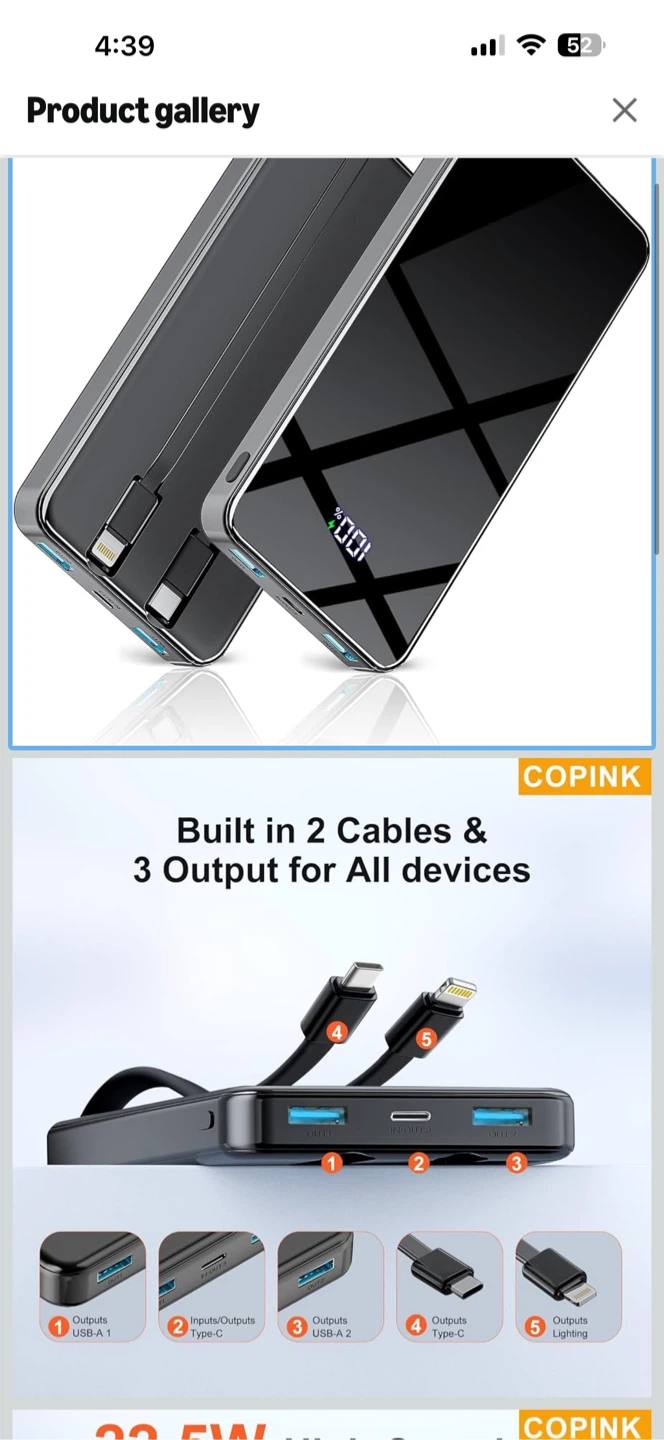 COPINK Portable Power Bank 25000mAh