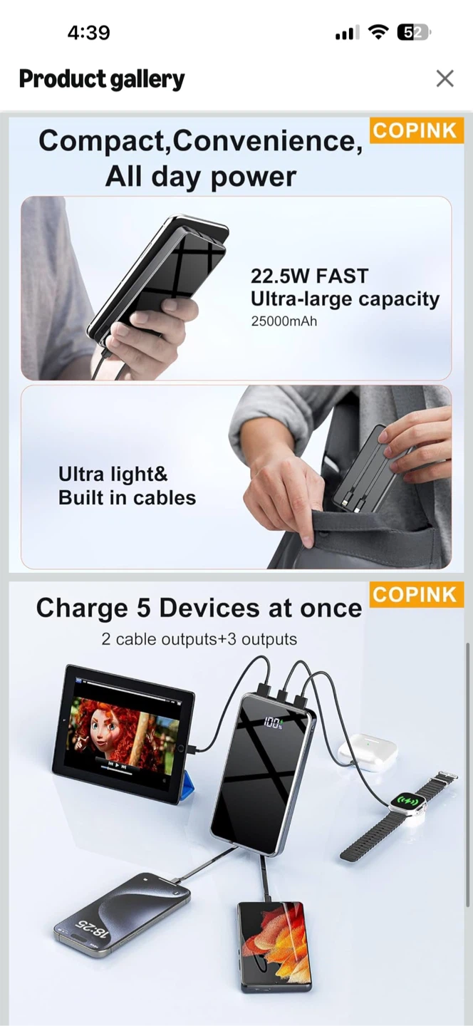 COPINK Portable Power Bank 25000mAh - photo 3