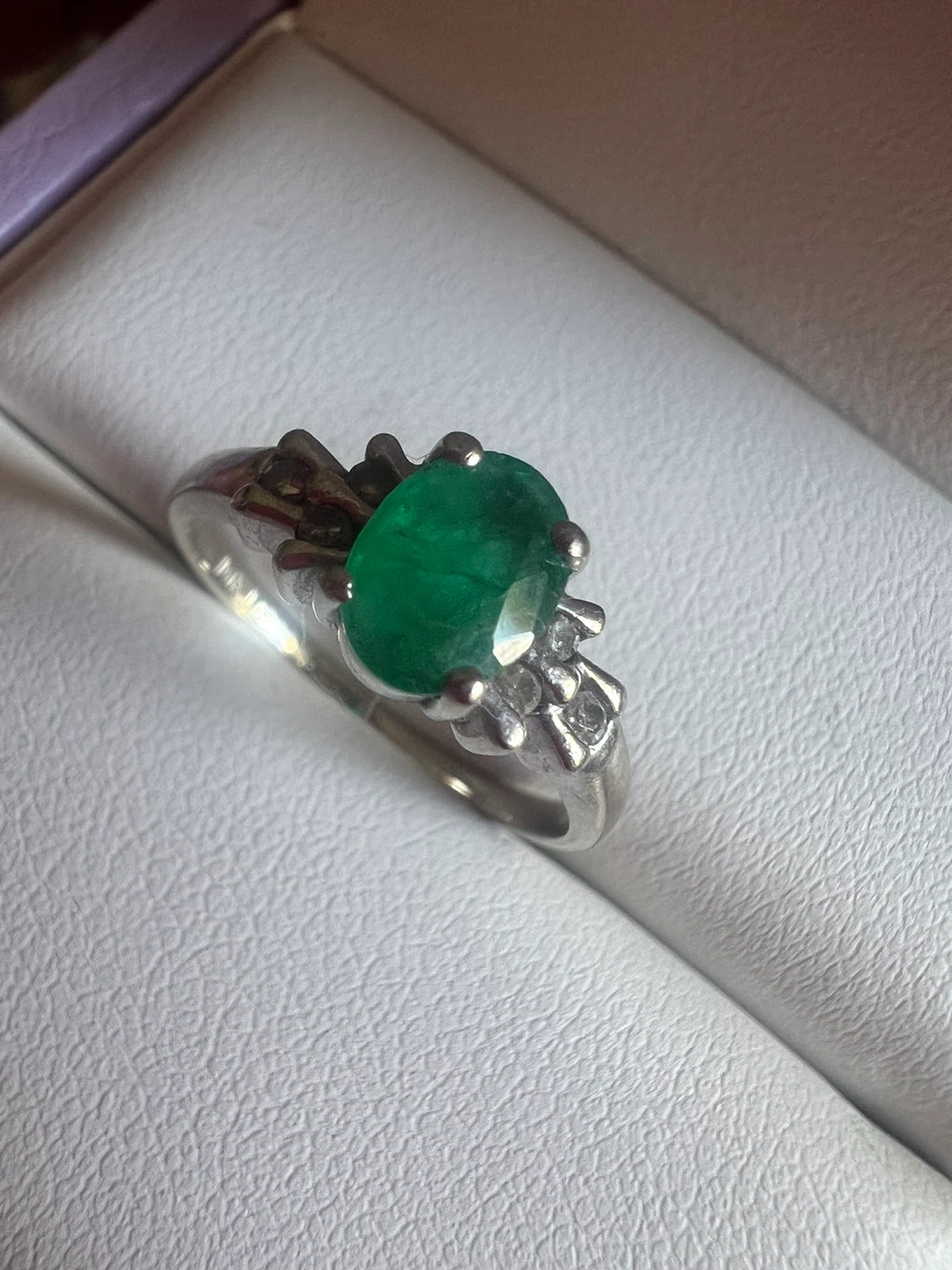 10 k Emerald and Diamond Ring