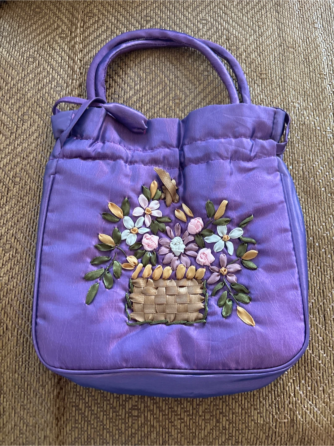 Purple Embroidered Handbag
