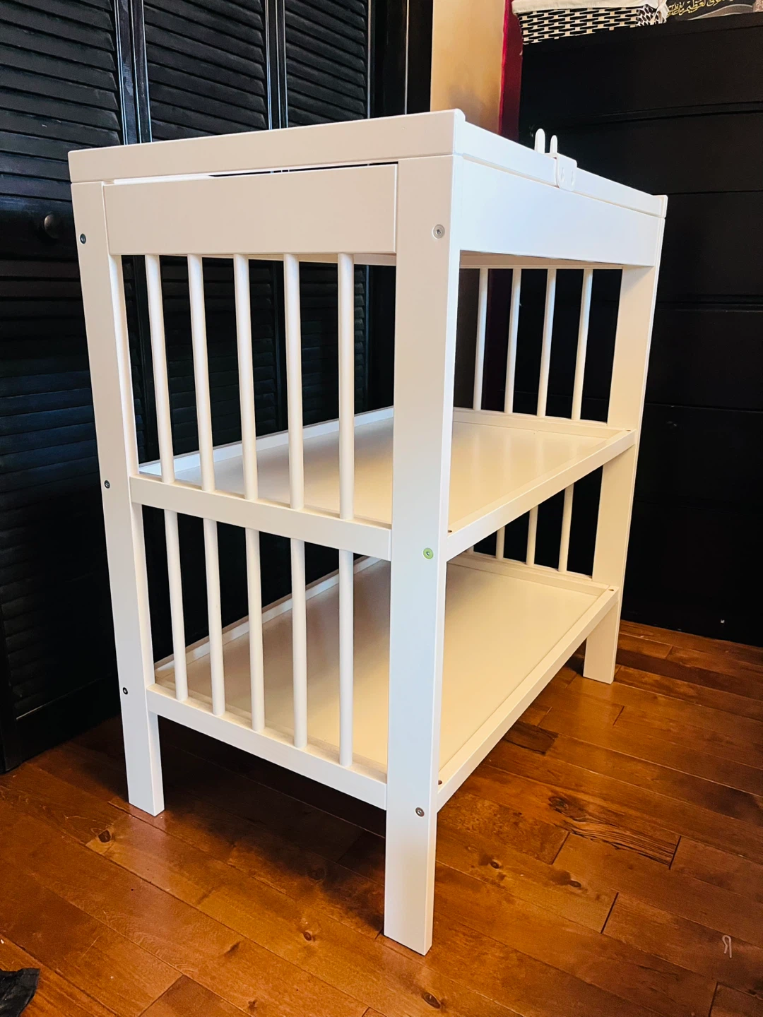 White Baby Changing Table with Shelves