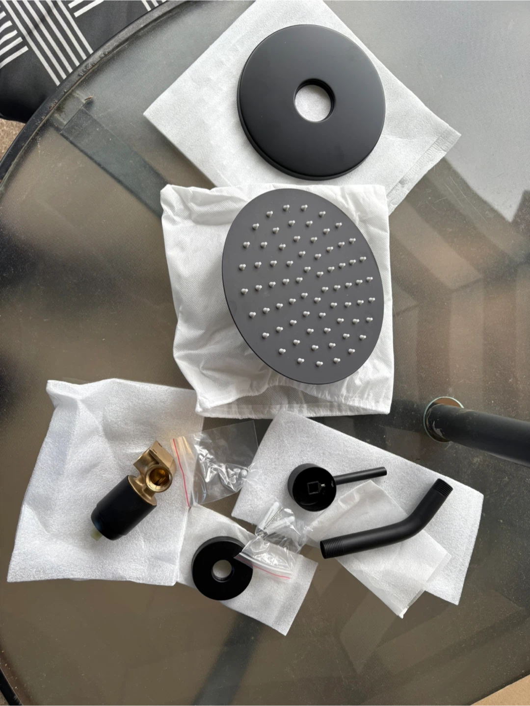 Black Shower Head, Curtain Rod, Toilet Paper Holder Set - photo 2
