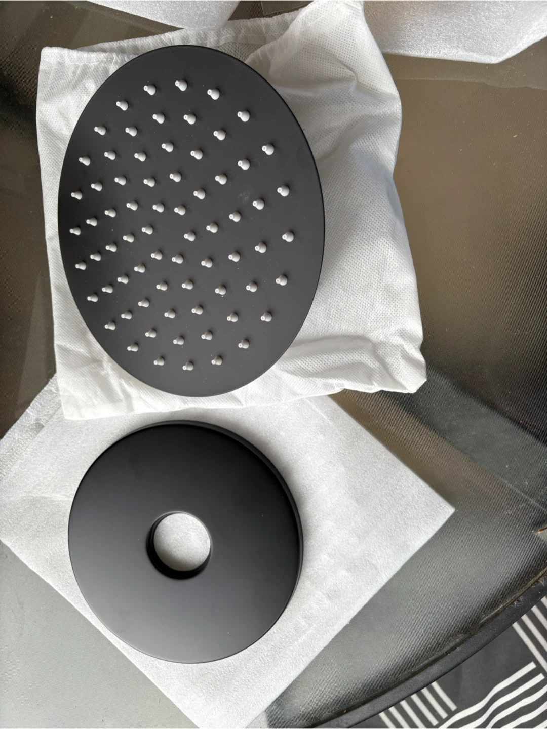 Black Shower Head, Curtain Rod, Toilet Paper Holder Set - photo 3