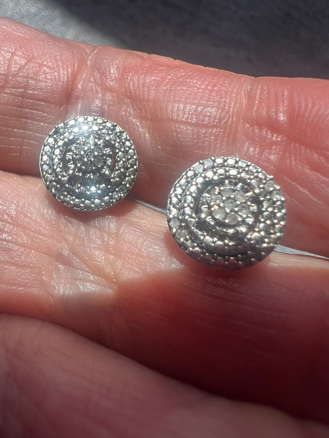 925 silver  Diamond Cluster Stud Earrings