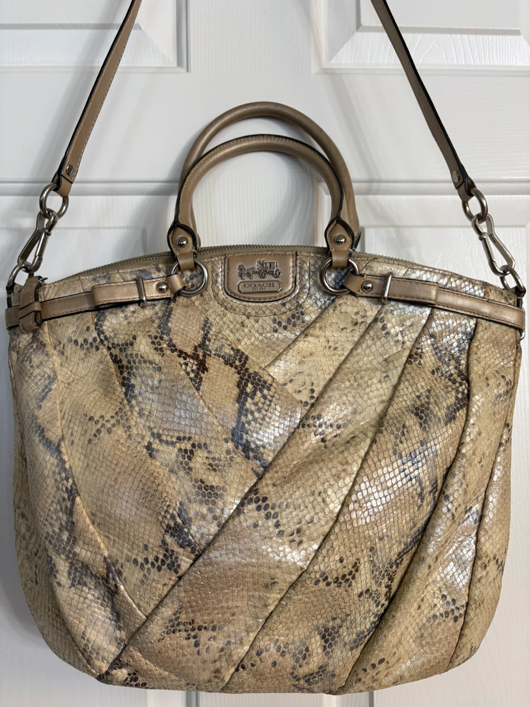 Coach Madison Diagonal Pleated Metallic Exotic Lindsay Satchel - photo 2