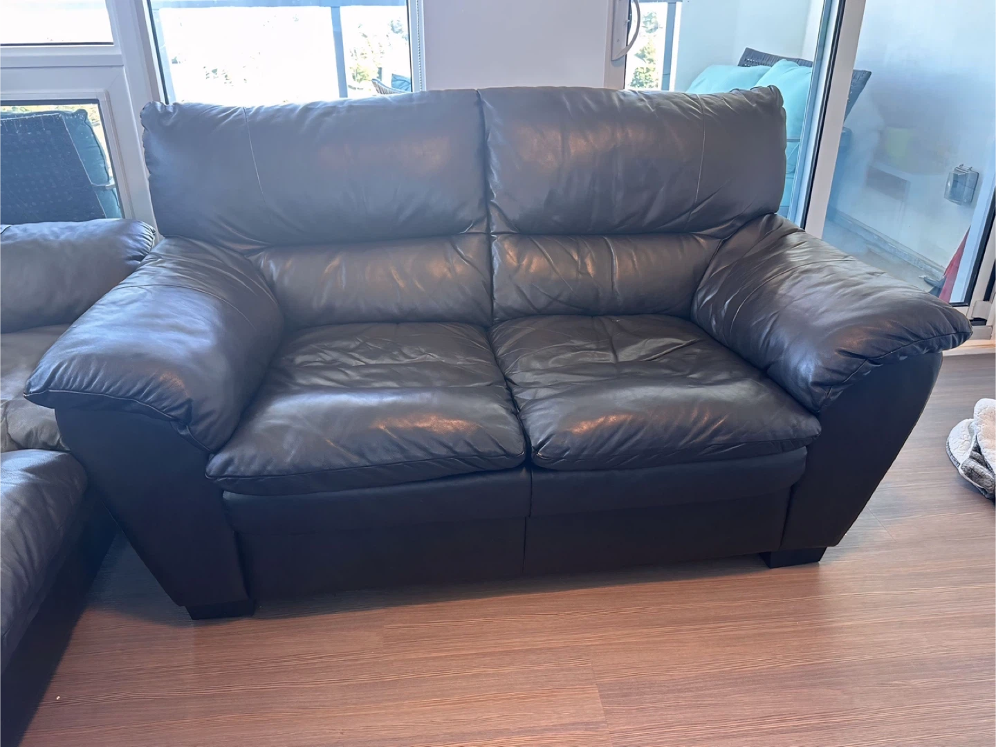 Dark Brown Leather Sofa and Loveseat Set - photo 3