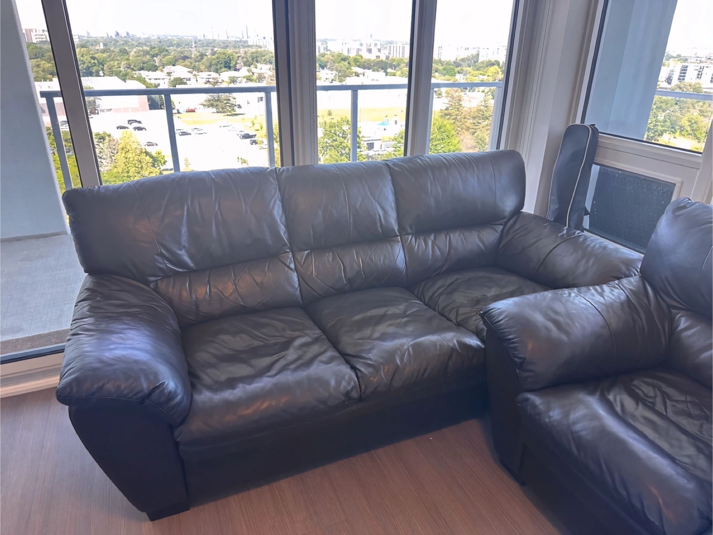 Dark Brown Leather Sofa and Loveseat Set - photo 2