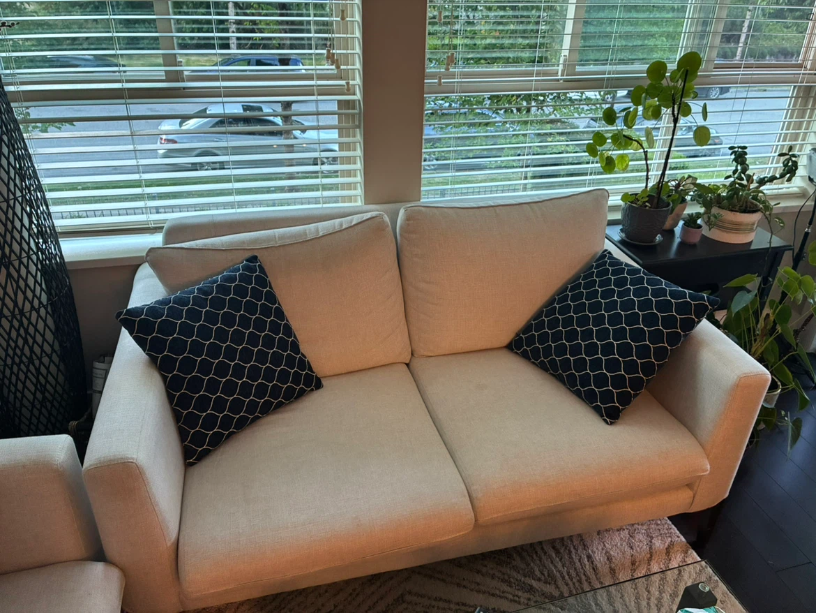 Beige loveseat Sofa with Decorative Pillows