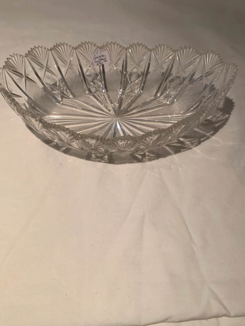 Crystal Cut Glass Oval Serving Bowl