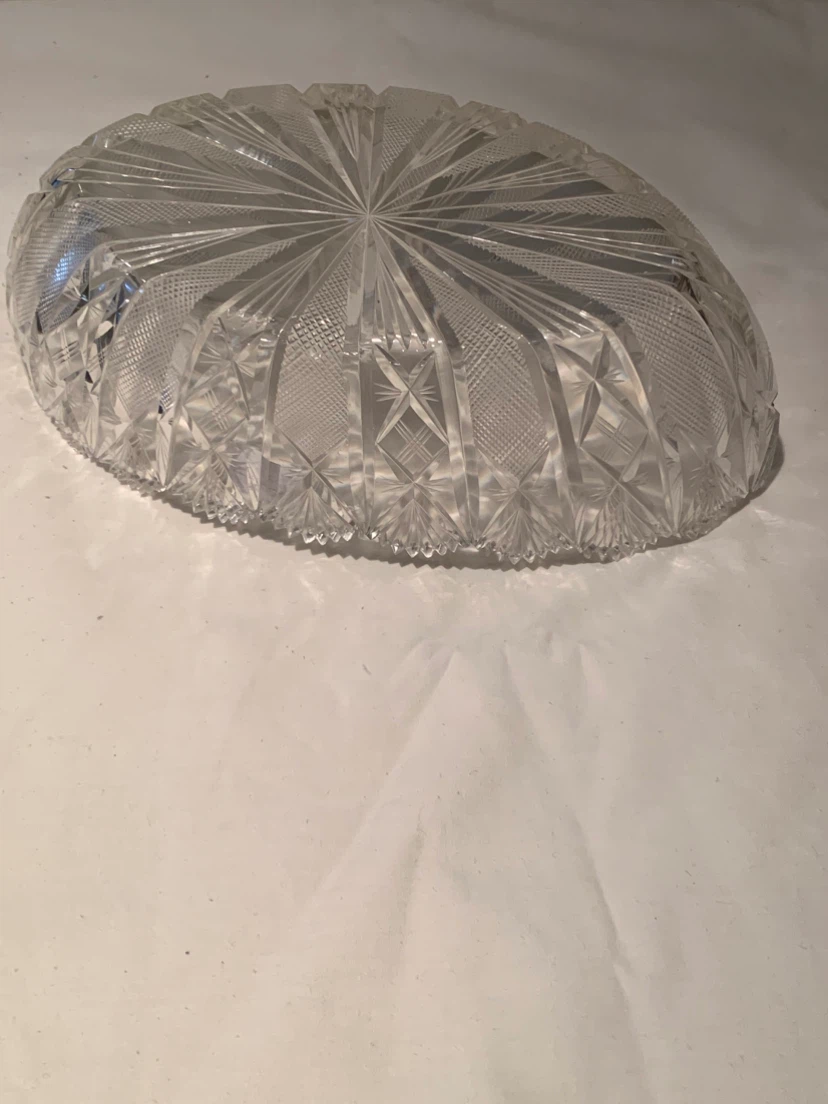 Crystal Cut Glass Oval Serving Bowl - photo 2