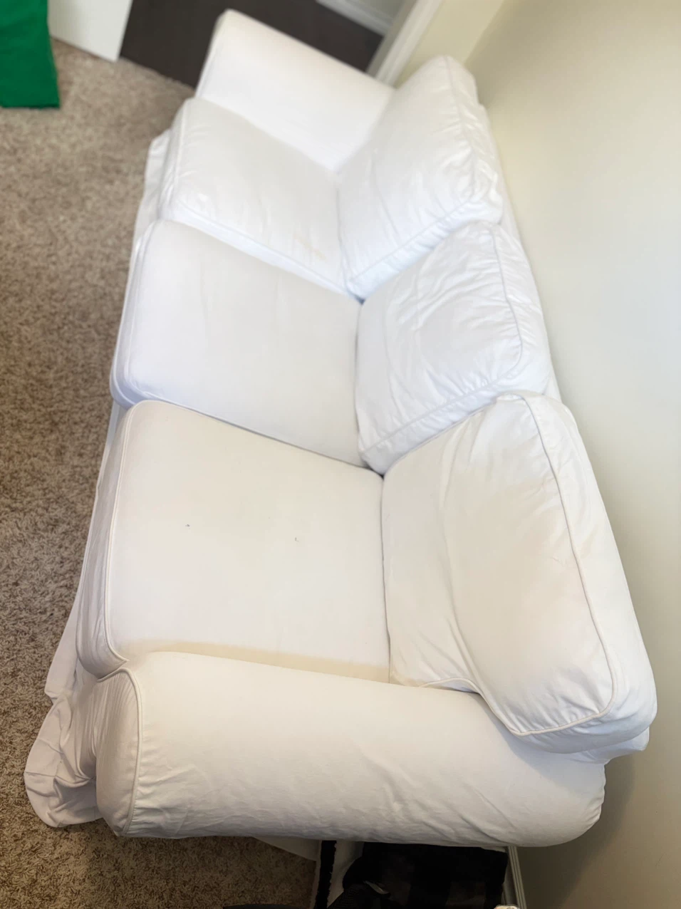 White 3-Seater Sofa with Extra Cover - photo 3