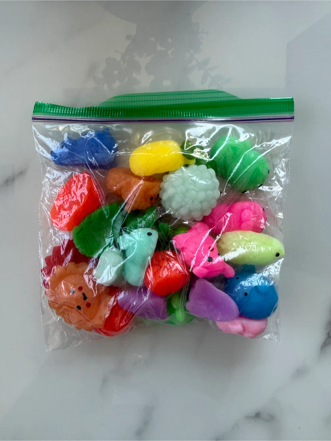 Bag of assorted mochi squishy toys