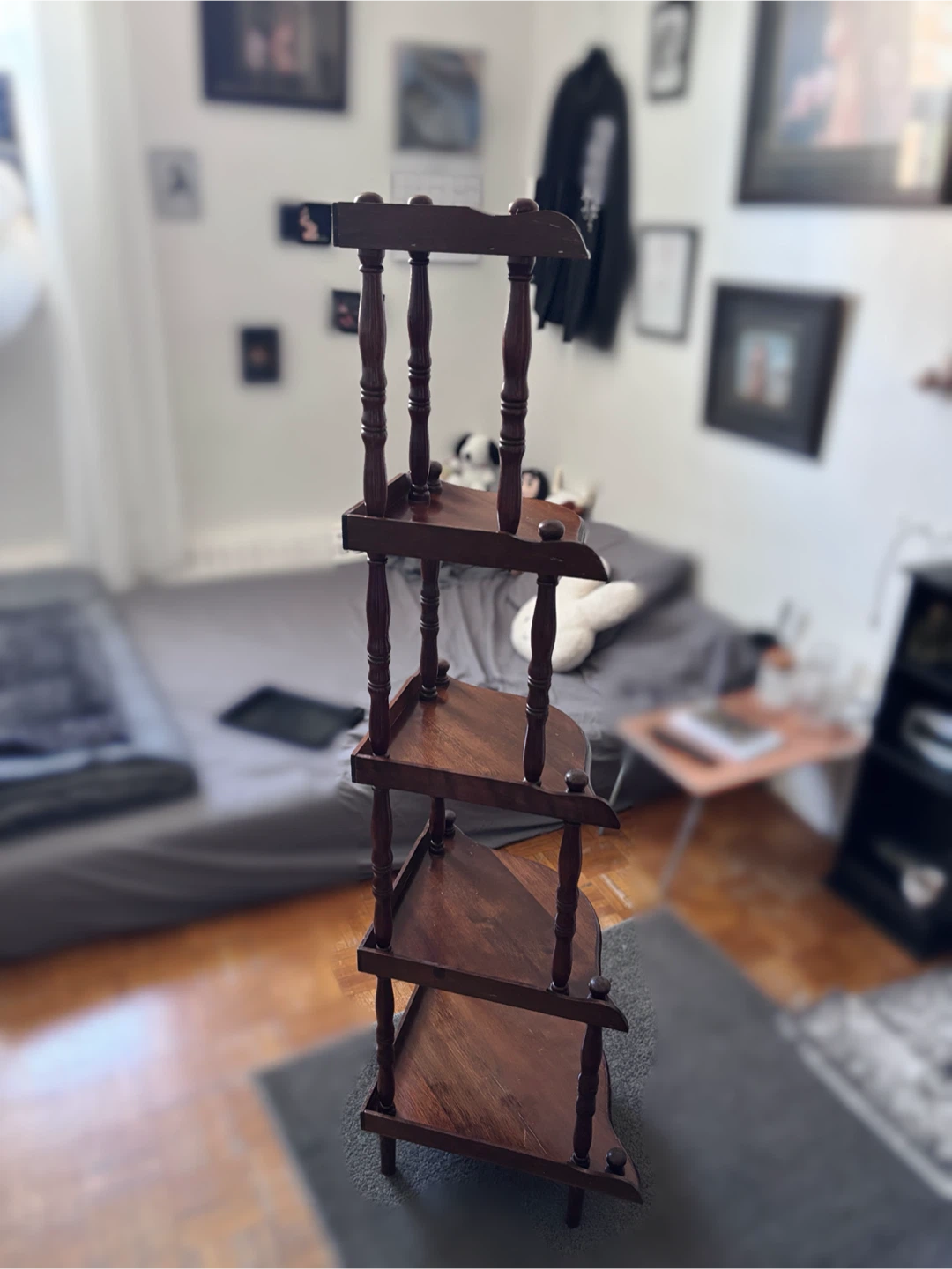 Vintage Solid Wood Corner Display Shelf - 5 Tier - photo 2