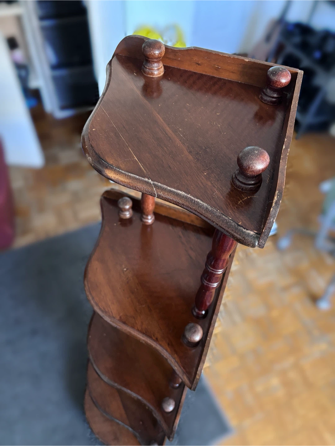 Vintage Solid Wood Corner Display Shelf - 5 Tier - photo 3