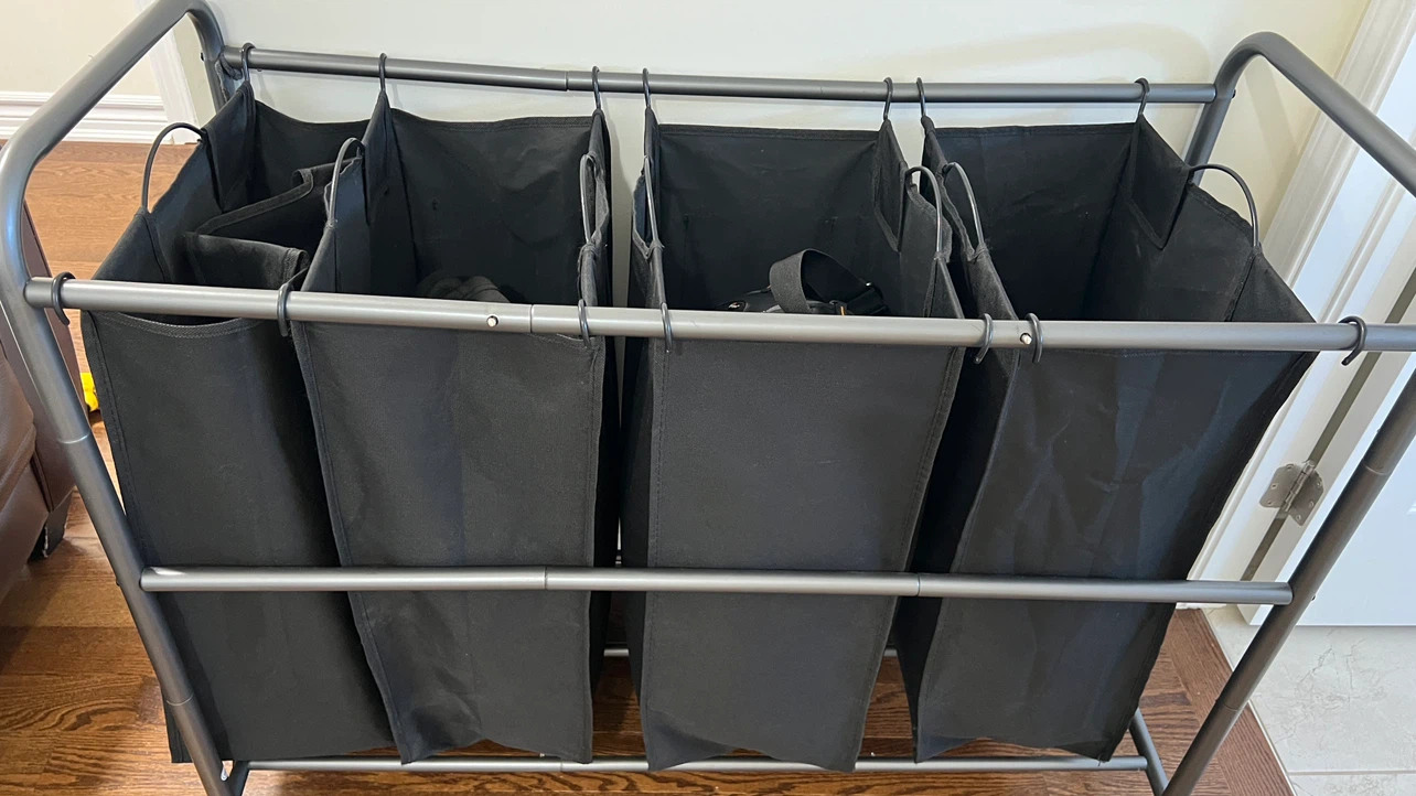 Grey 4-Section Laundry Sorter Cart - photo 2