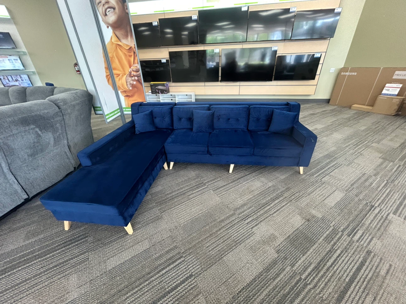 Royal Blue velour sectional