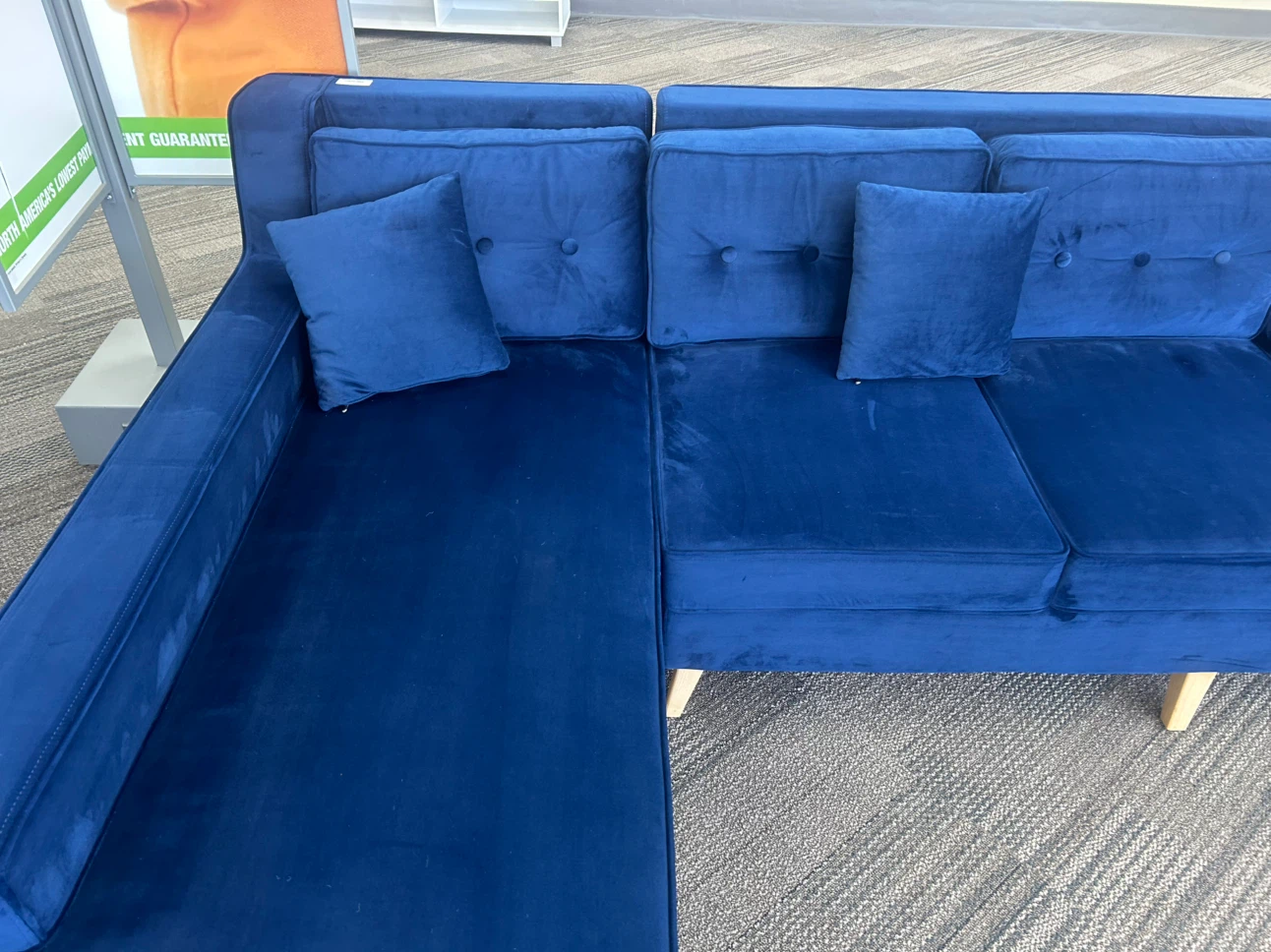 Royal Blue velour sectional - photo 3