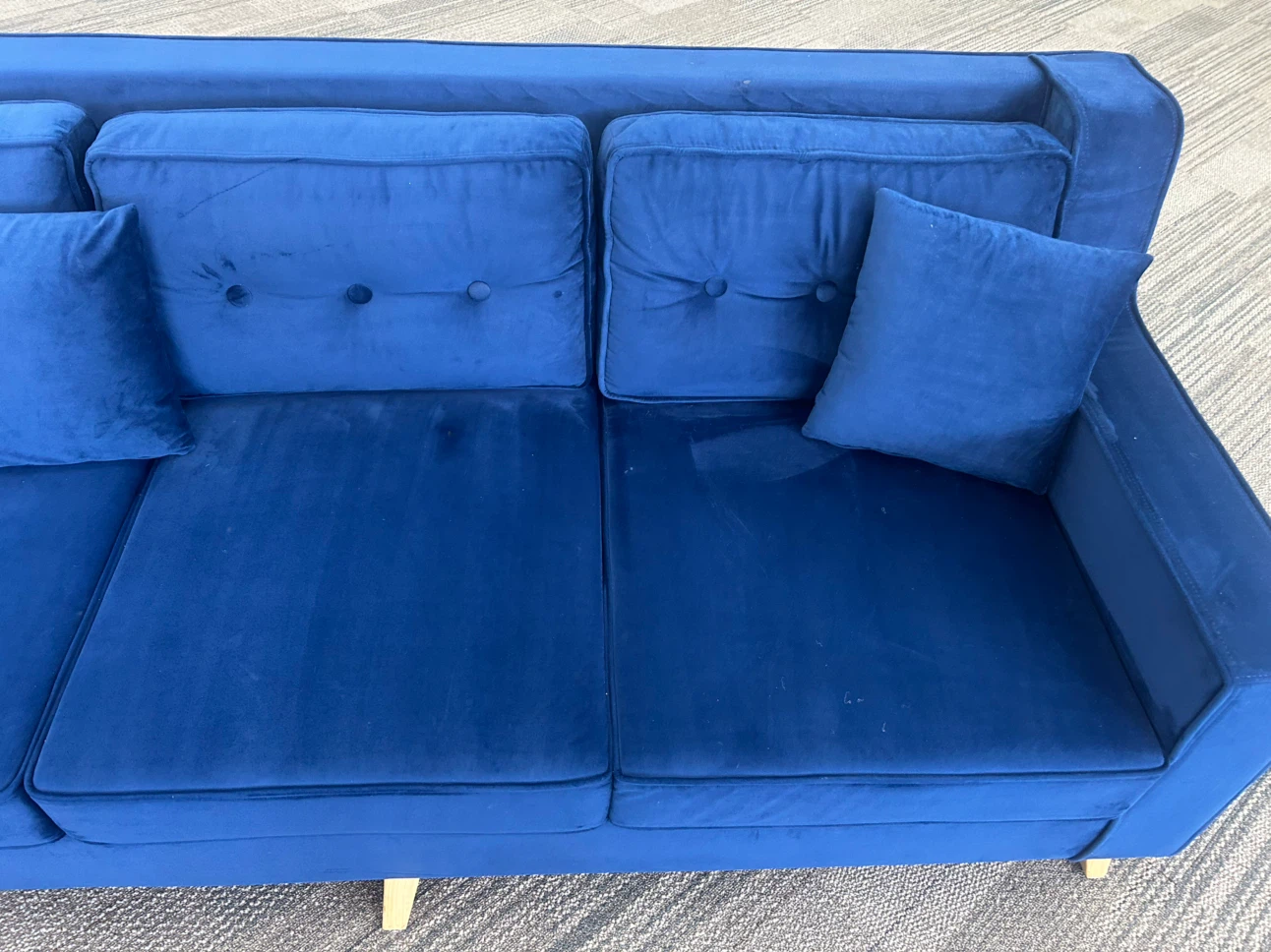 Royal Blue velour sectional - photo 4