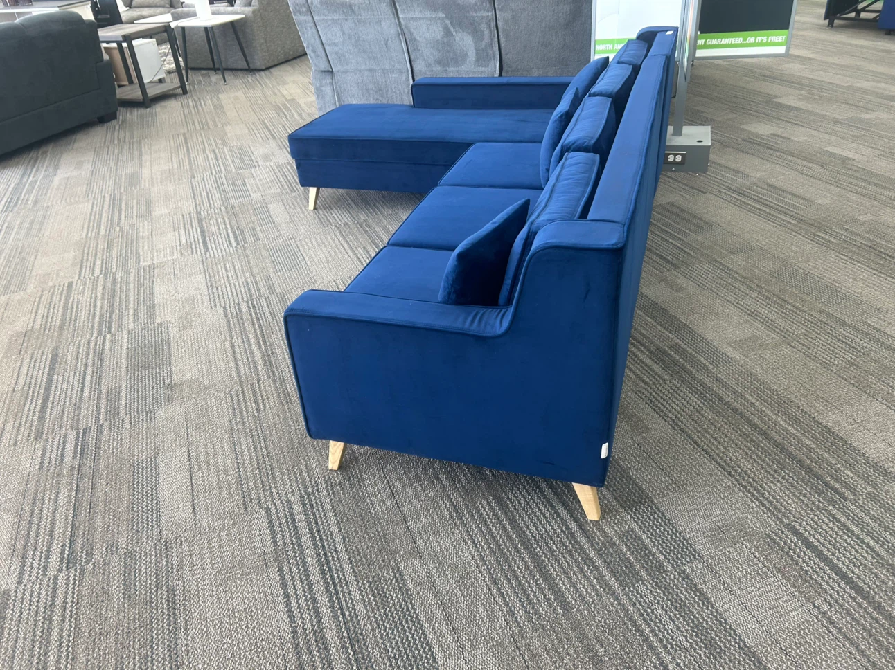 Royal Blue velour sectional - photo 5