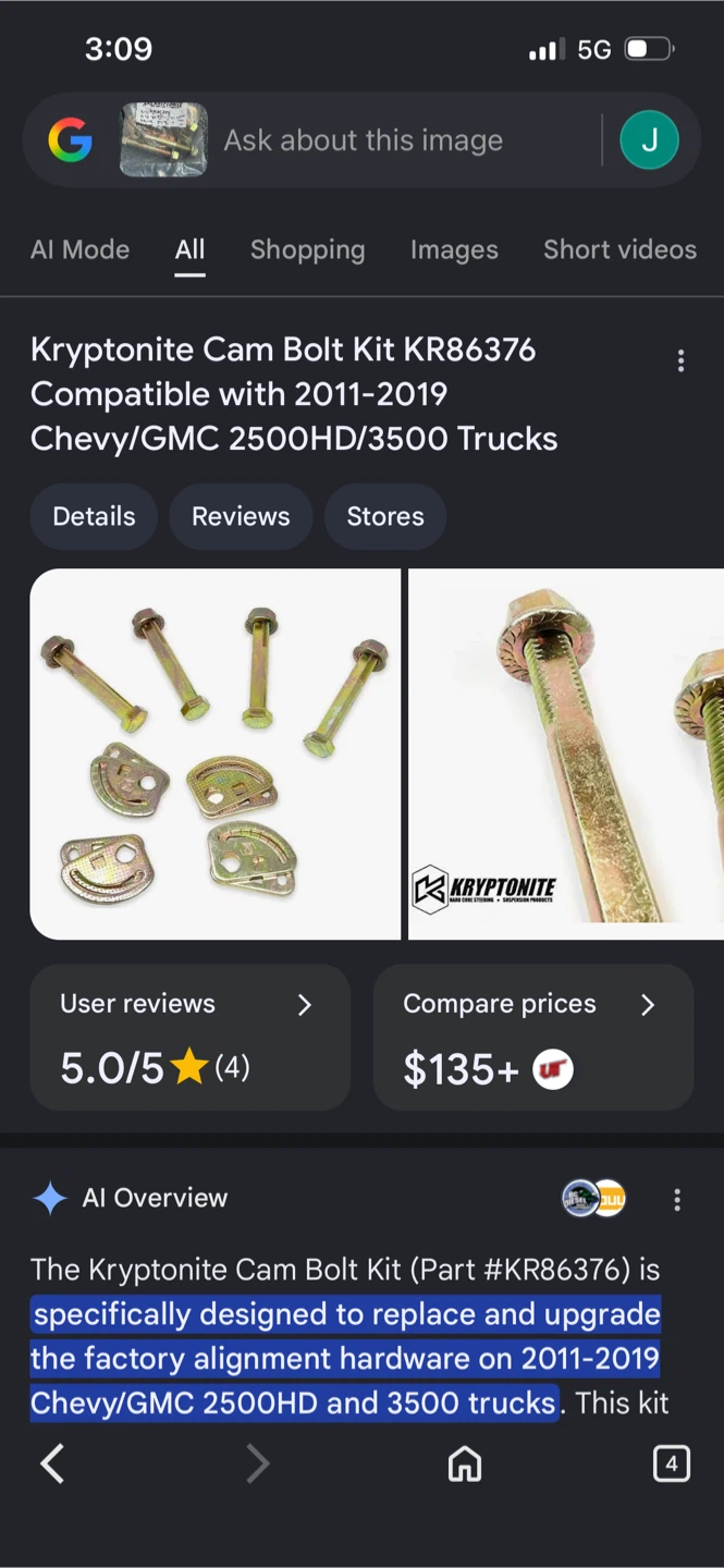 Cam Bolt Kit KR86376 11-19 GMC2500HD/3500 - photo 3