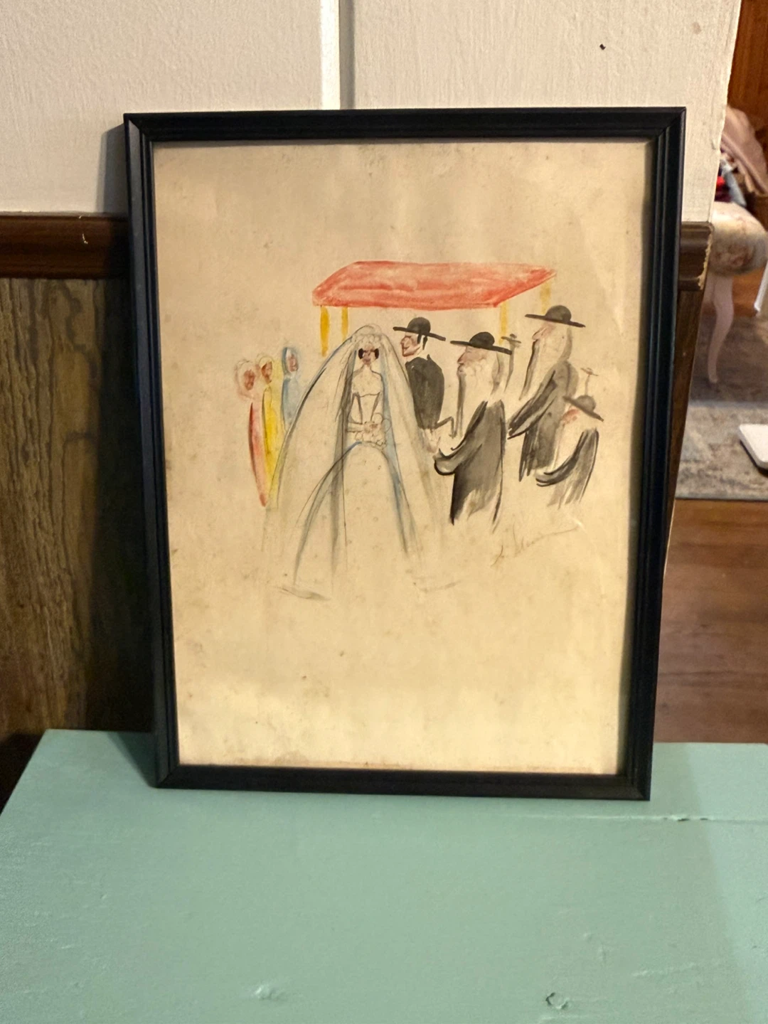 Jewish wedding painting signed
